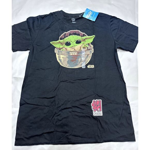 Star wars Men Large Tee The Mandalorian The Child Grogu black T-Shirt  NEW - Picture 1 of 7
